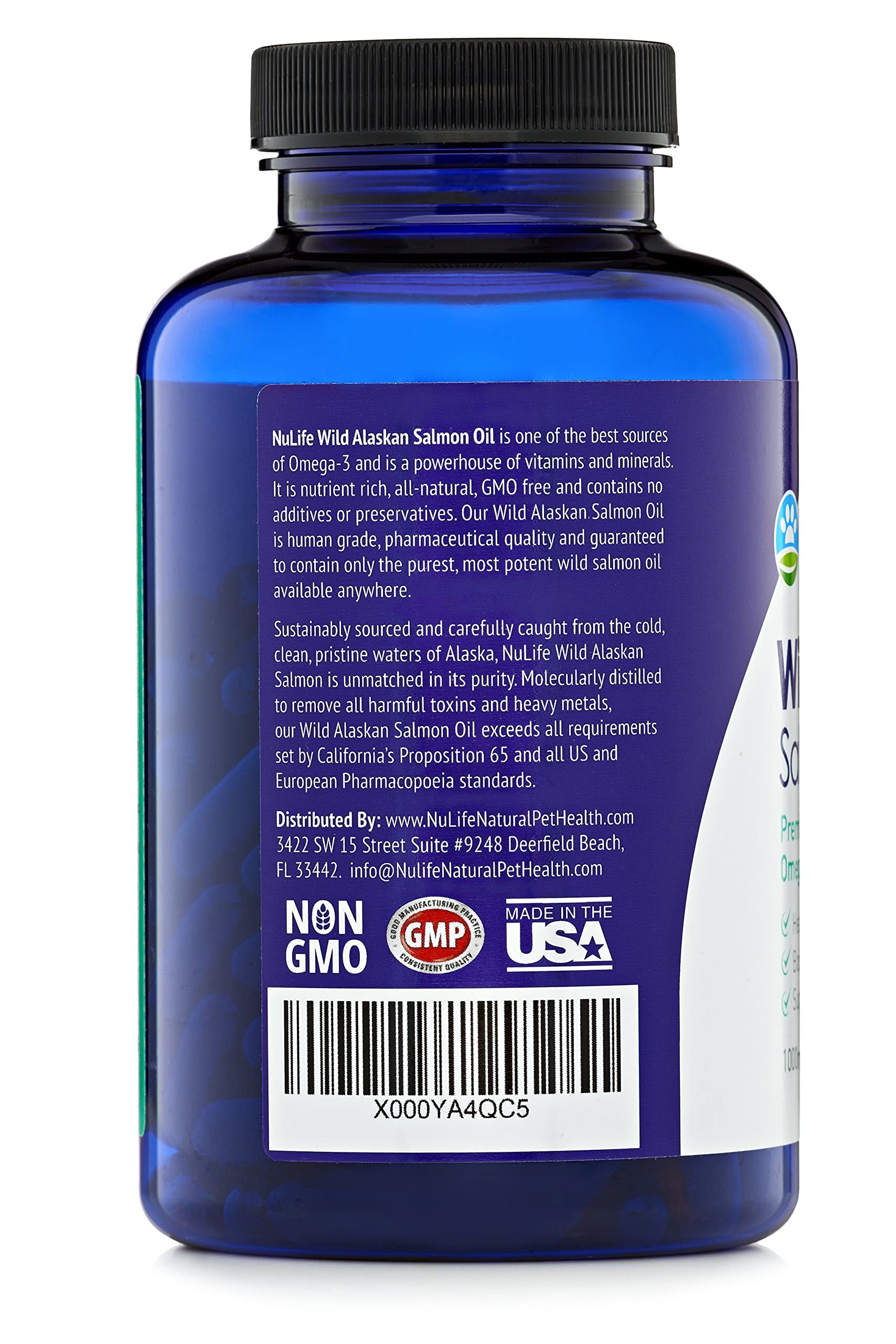 NuLife huile saumon Alaska: utilisation quotidienne pratique pour chiens actifs et en forme.