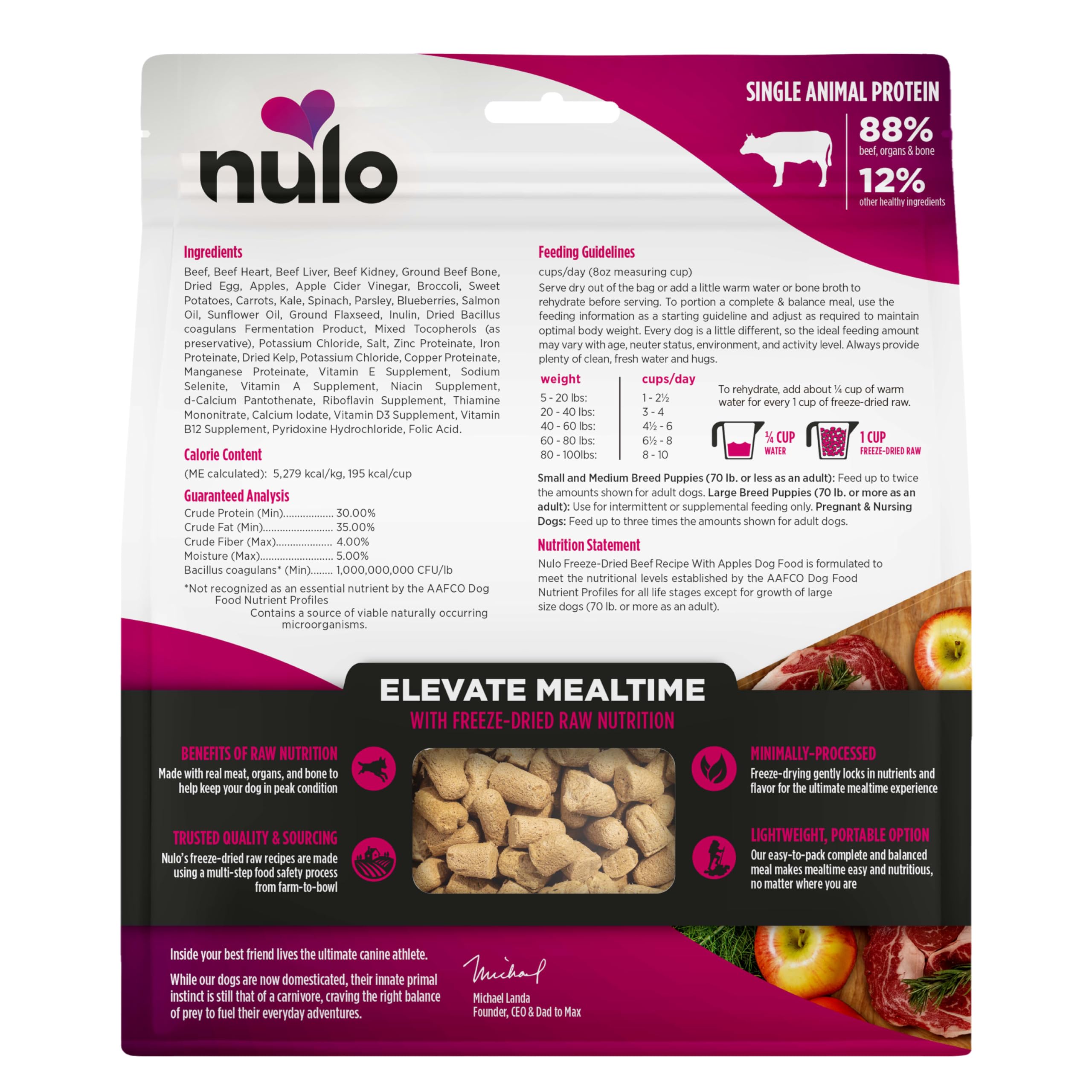 Nulo alimentation chien tous ages, adapté pour chiots et seniors.