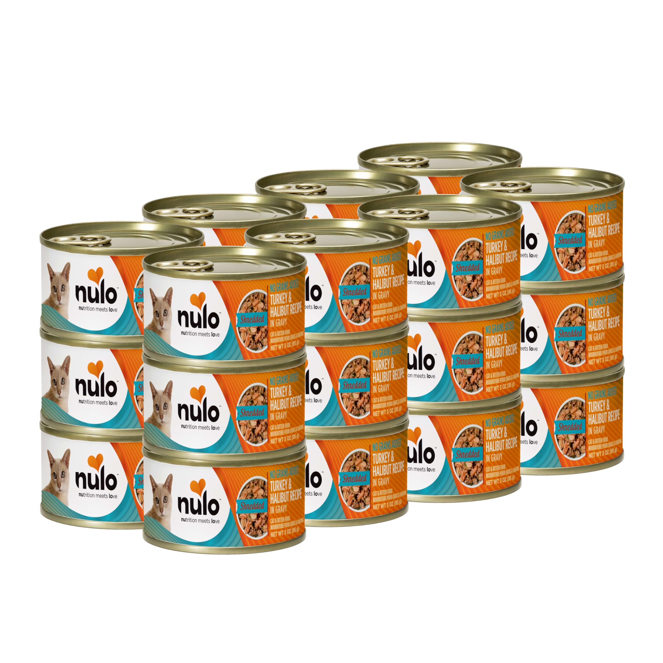 Nulo Dinde et Halibut sans céréales – emballage 24 boîtes, pratique pour les repas quotidiens.