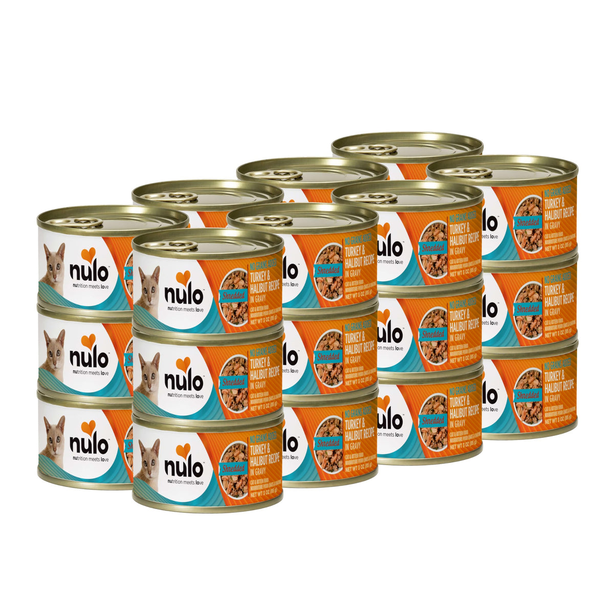 Nulo Dinde et Halibut sans céréales – emballage 24 boîtes, pratique pour les repas quotidiens.