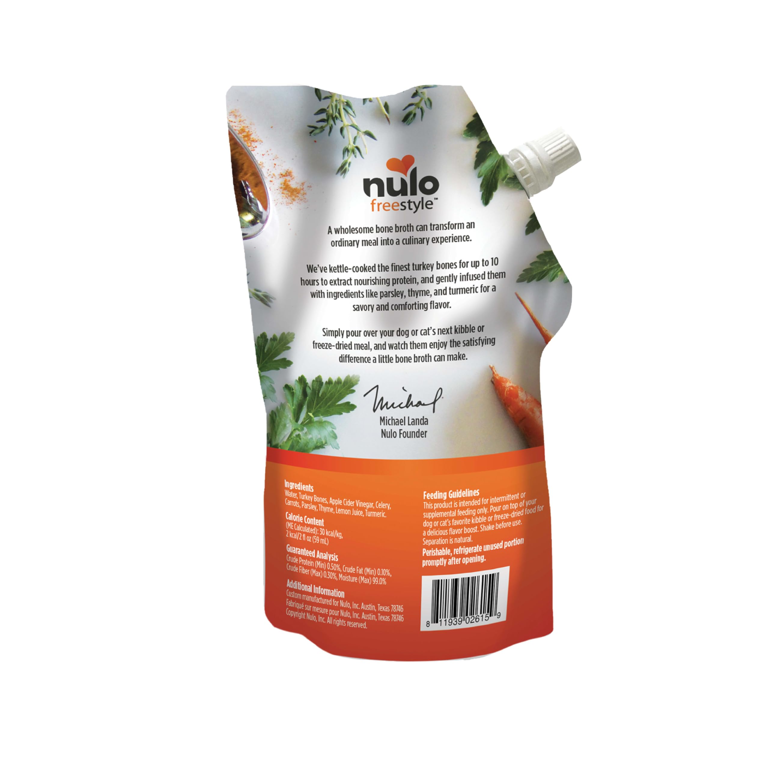 Bouillon Nulo Freestyle sans maïs, gluten, soja pour une alimentation plus simple.