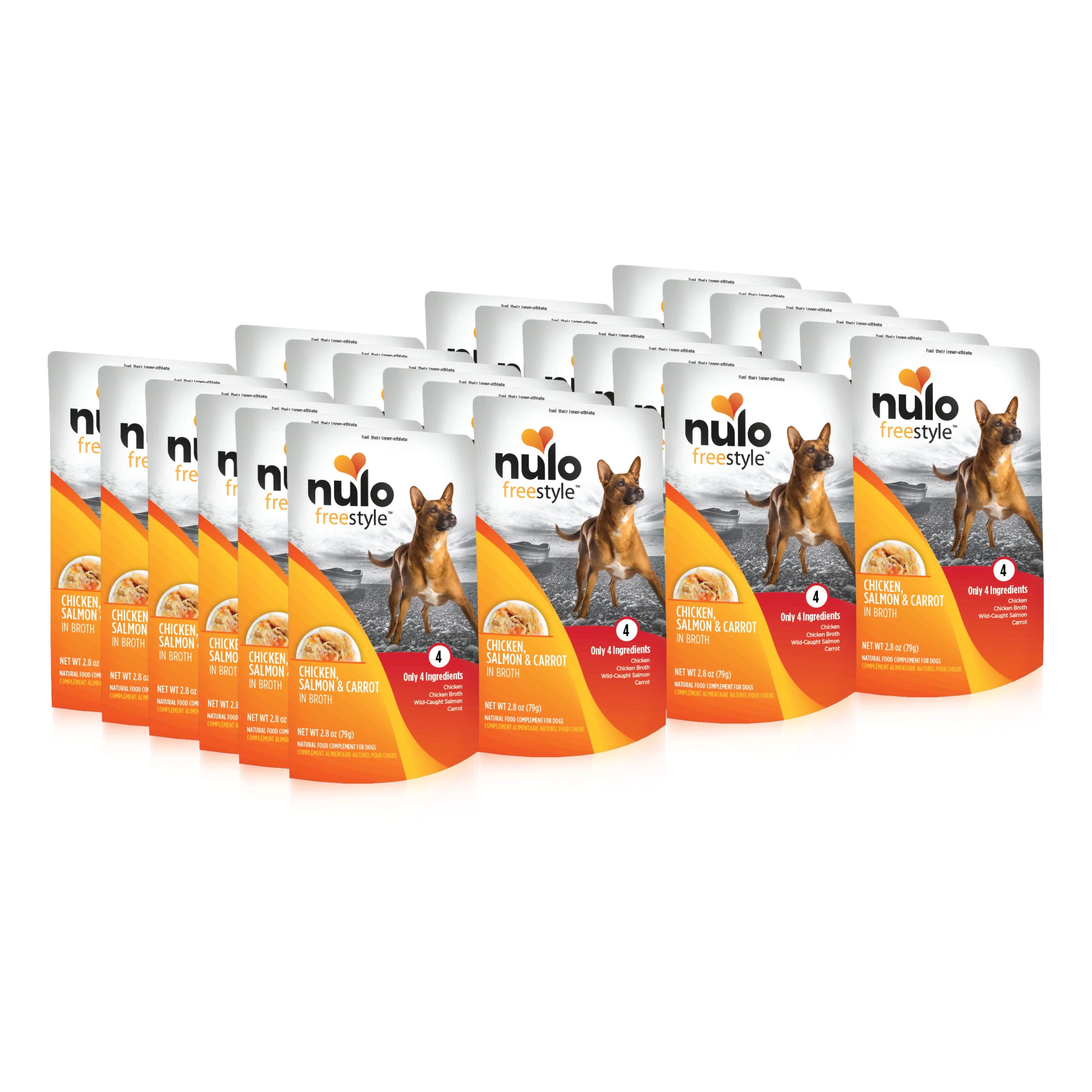 Nulo Freestyle poulet-saumon-carotte bouillon, protéine naturelle pour chiens.