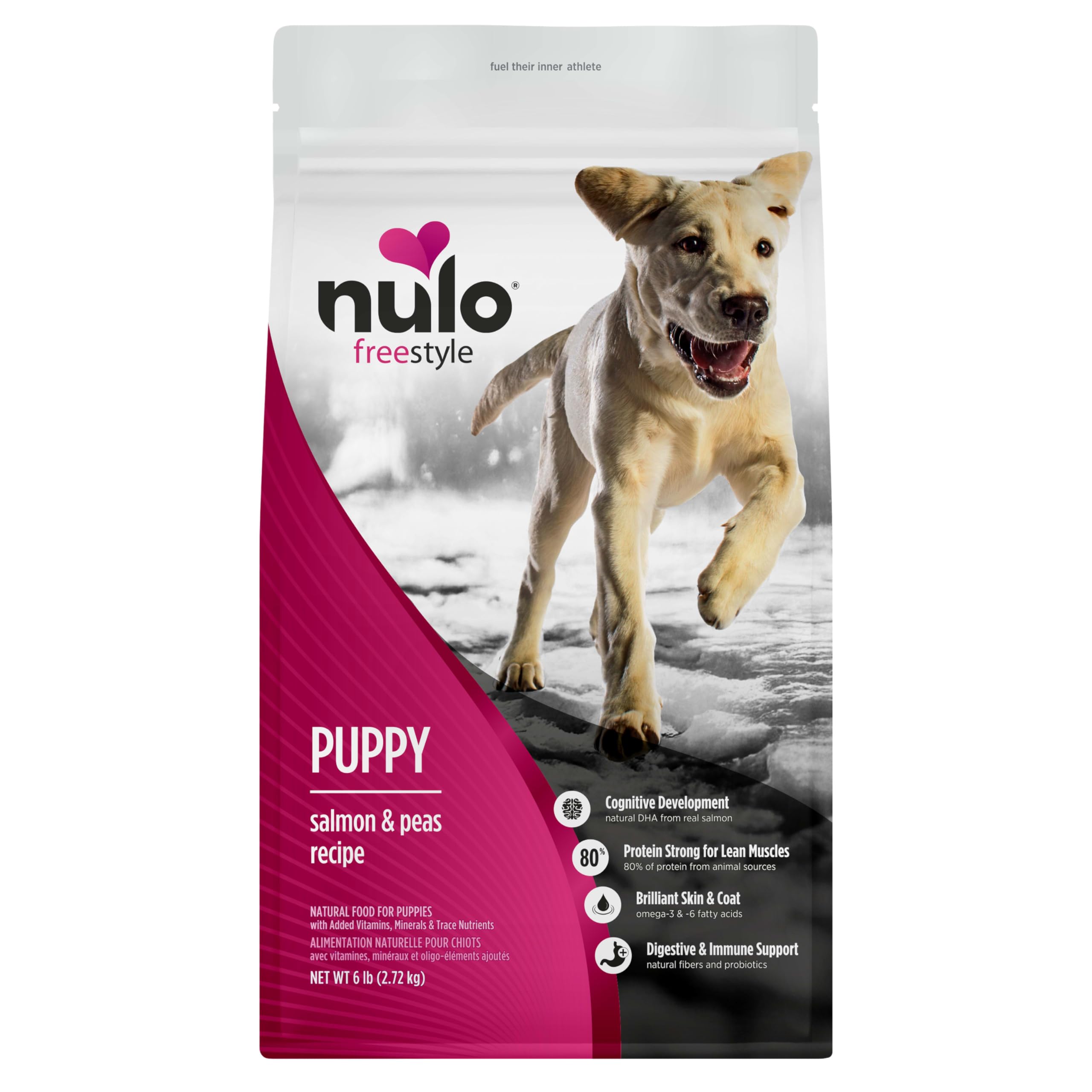 Nulo Freestyle Puppy croquettes au saumon pour chiot actif.