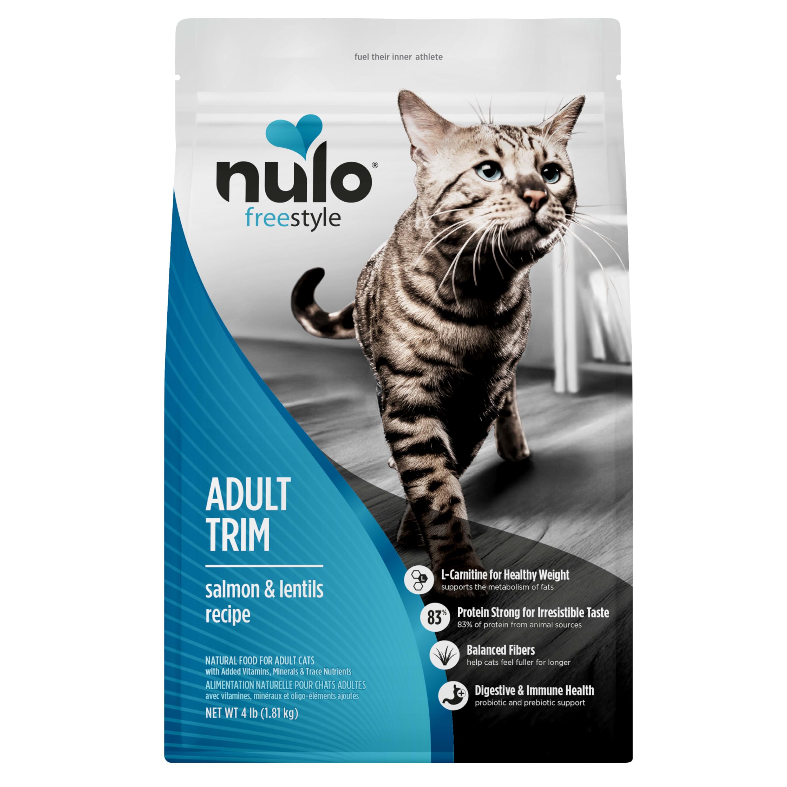 Nulo Freestyle Trim saumon et lentilles – sac de 4 lb pour le contrôle du poids.