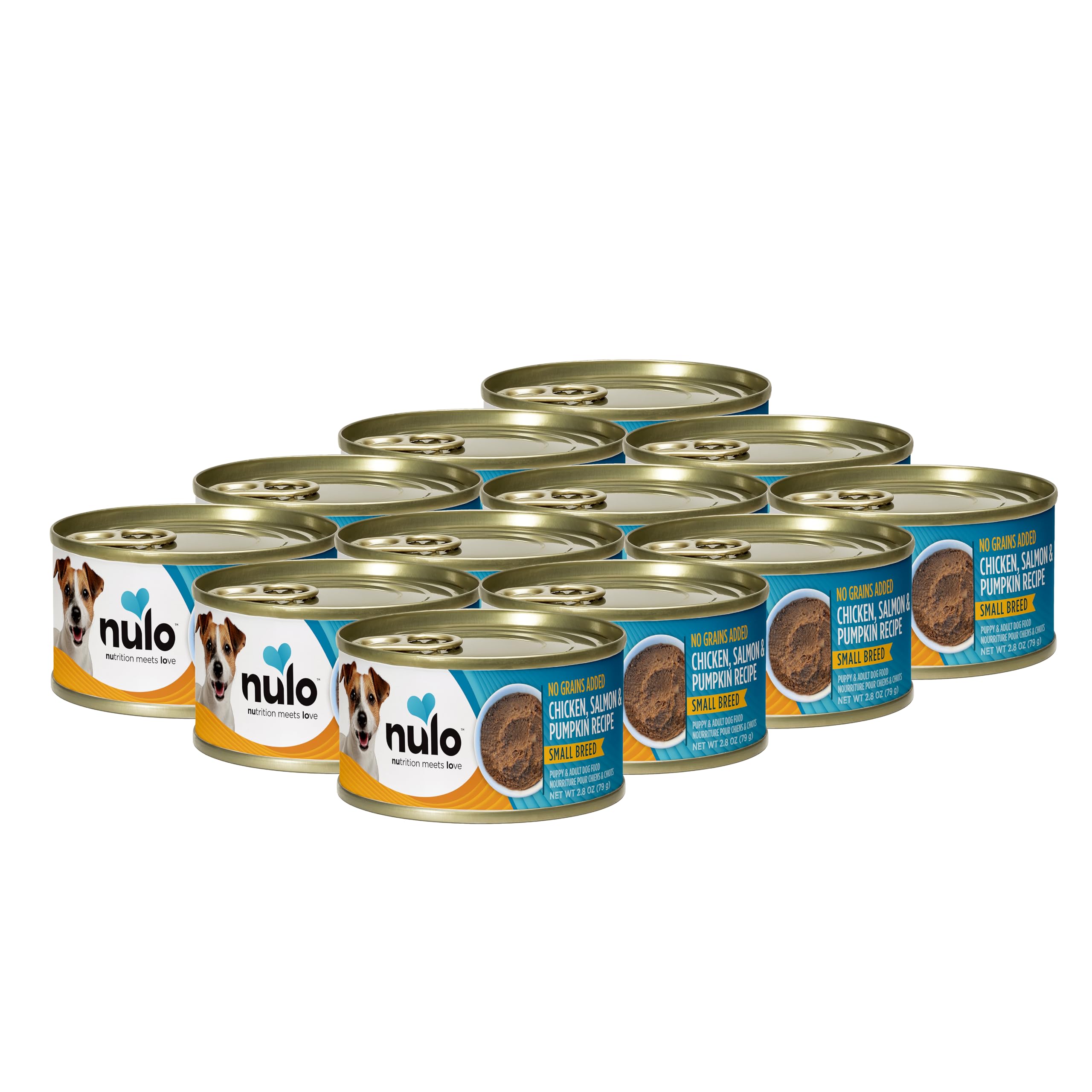 Nulo pâté humide pour petites races poulet et potiron, repas pratique et équilibré.