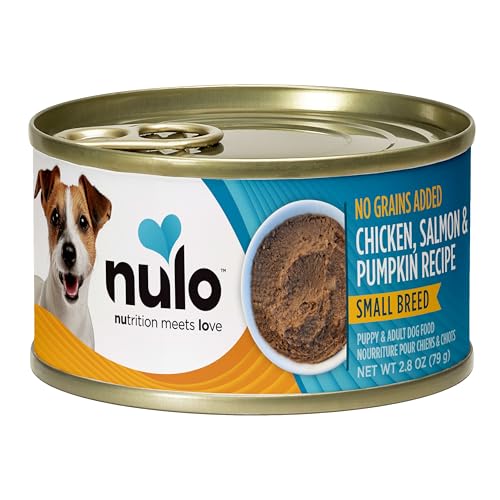 Nulo pâté humide petites races saumon et potiron, service facile et nutriments essentiels.