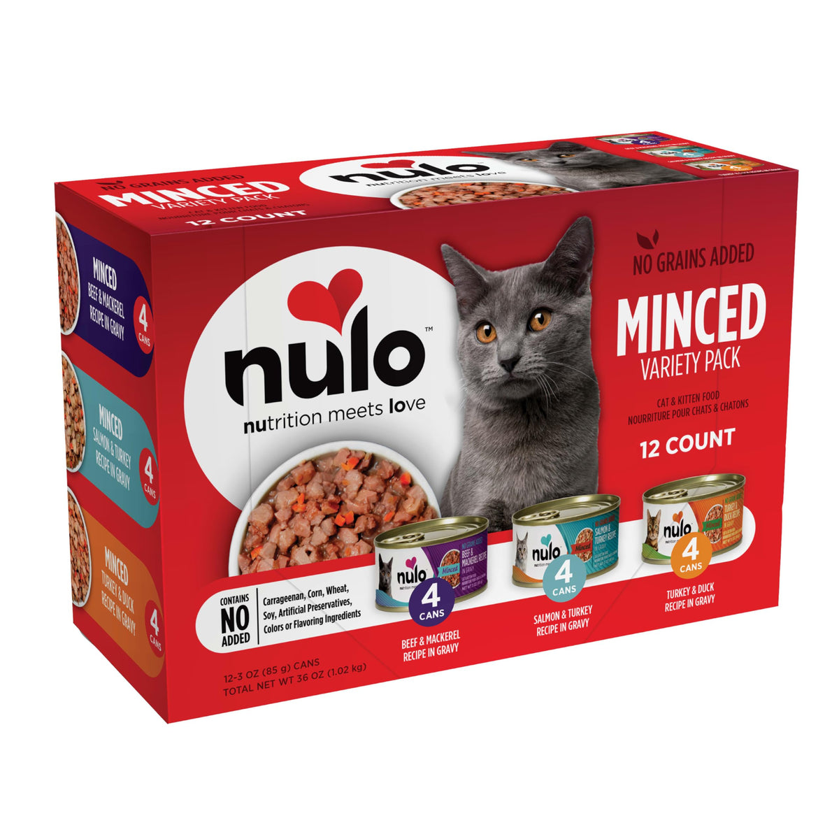 Nulo Mince Dinde-Canard: pâtée sans céréales riche en protéines pour chats actifs