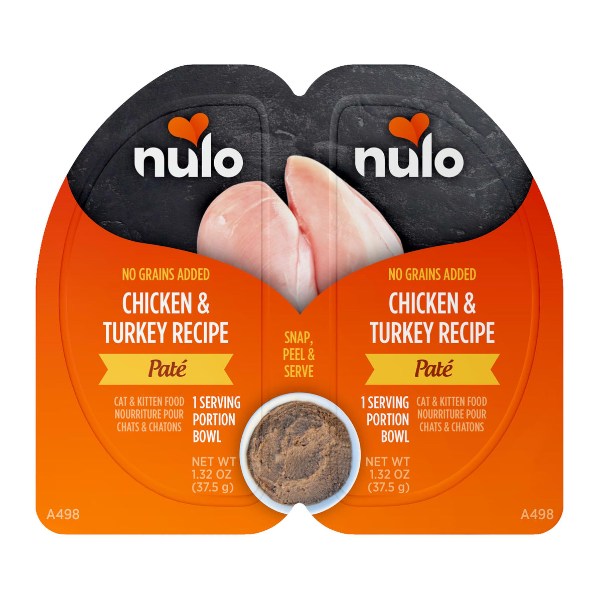 Nulo Pâte Dinde-Poulet soyeuse, texture appréciée par les chats.