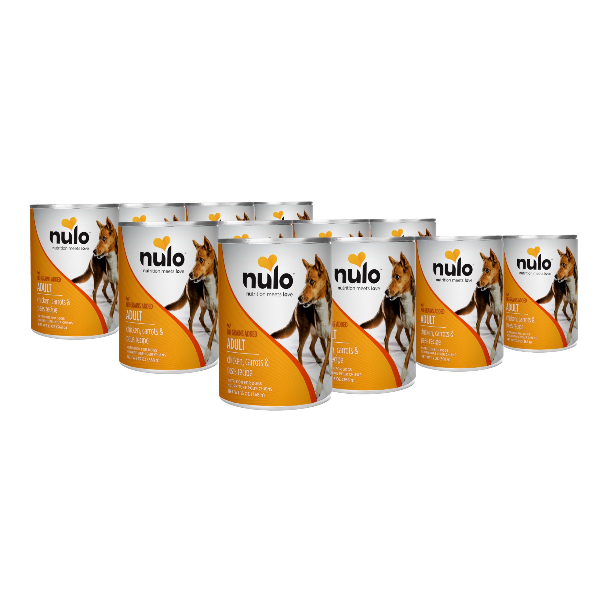 Nulo poulet-carottes-pois en conserve pour chien adulte, repas nutritif et savoureux.