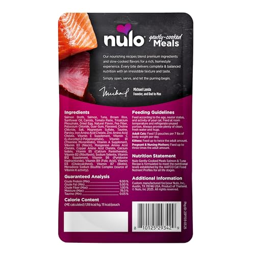 Sachet Nulo 99 g saumon et thon, repas rapide et équilibré pour chat.