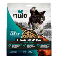 Nulo sachet sec cru dinde saumon fraises, prêt à l'emploi pour chien.