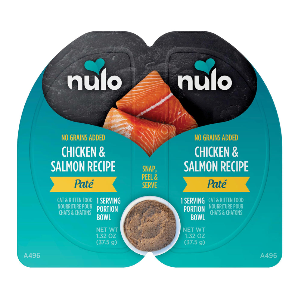 Nulo Split Cup pâté poulet et saumon, texture soyeuse appréciée par les chats