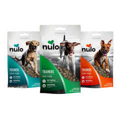 Nulo Trainers Variété emballage : friandises sans céréales idéales pour l'entraînement.