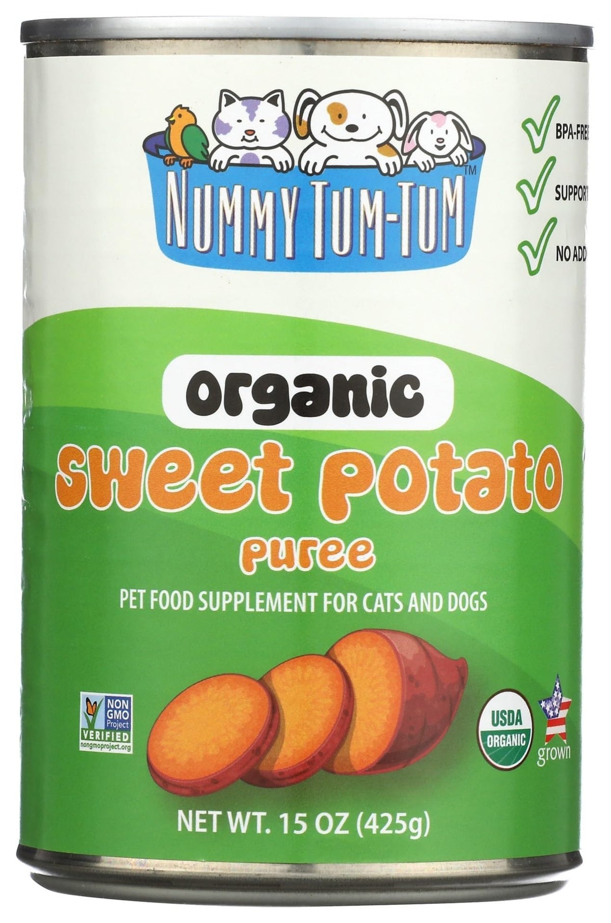 Nummy Tum Tum patate douce bio pour chiens et chats, ingrédient naturel apprécié