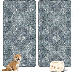 Nunubaby tapis lavable pour chien bleu motif: protection élégante et réutilisable.