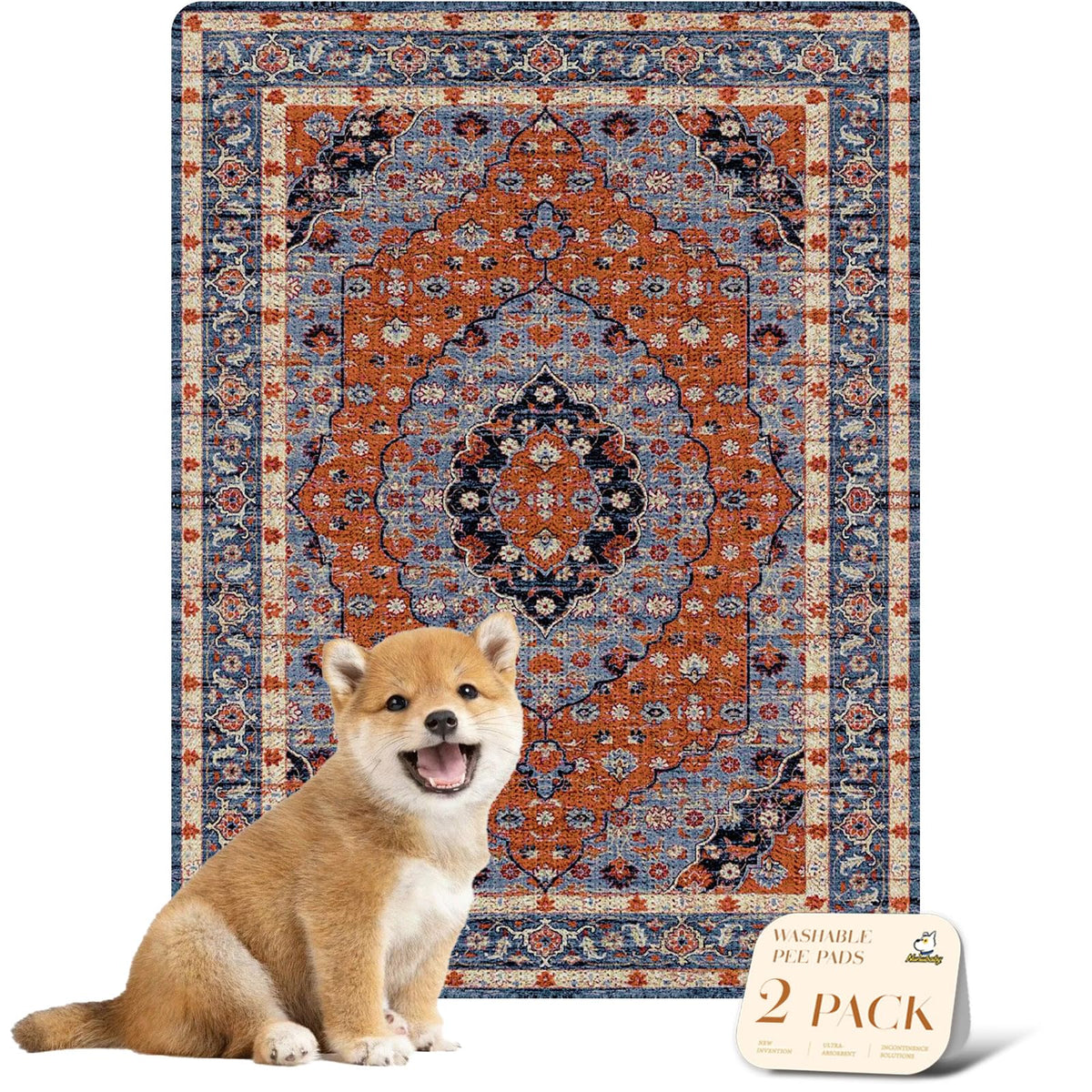 Nunubaby Tapis Pipi Chien Floral Rouge 18x24: absorbant et élégant.
