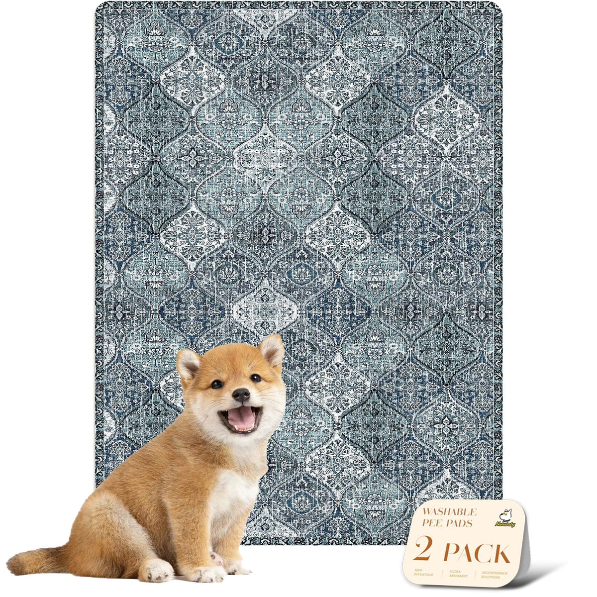 Nunubaby tapis-pipi lavable bleu, protection élégante des sols et style moderne.