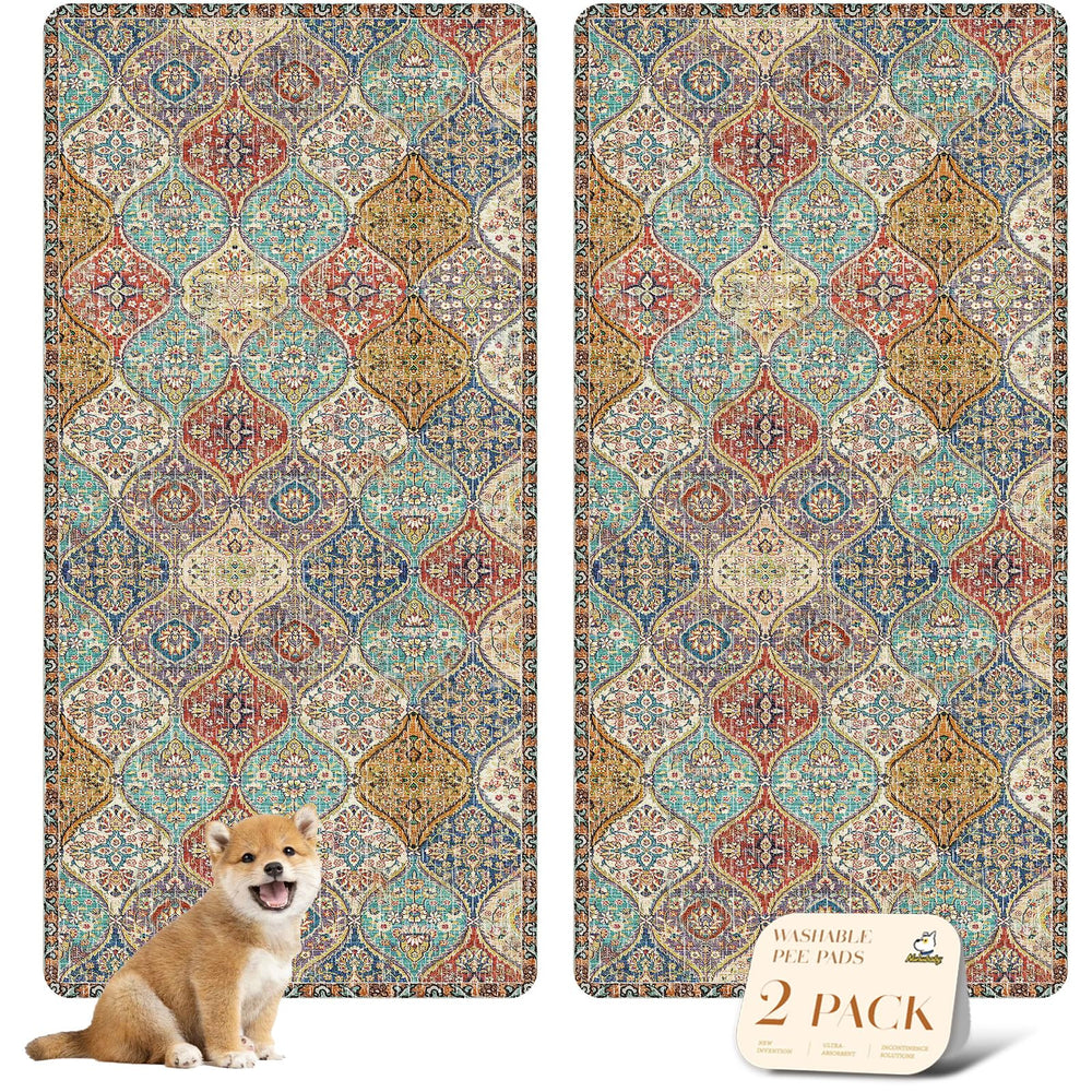 Nunubaby tapis-pipi-lavable creme multi 36x72, protection élégante et durable pour chien.
