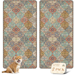 Nunubaby tapis-pipi-lavable creme multi 36x72, protection élégante et durable pour chien.