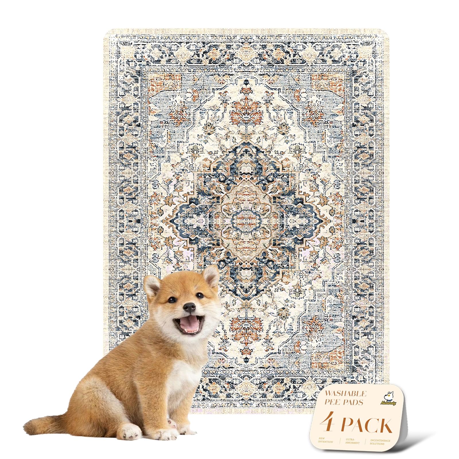 Tapis-pipi lavable Nunubaby 4-pack pour chien, protège sols et surfaces.