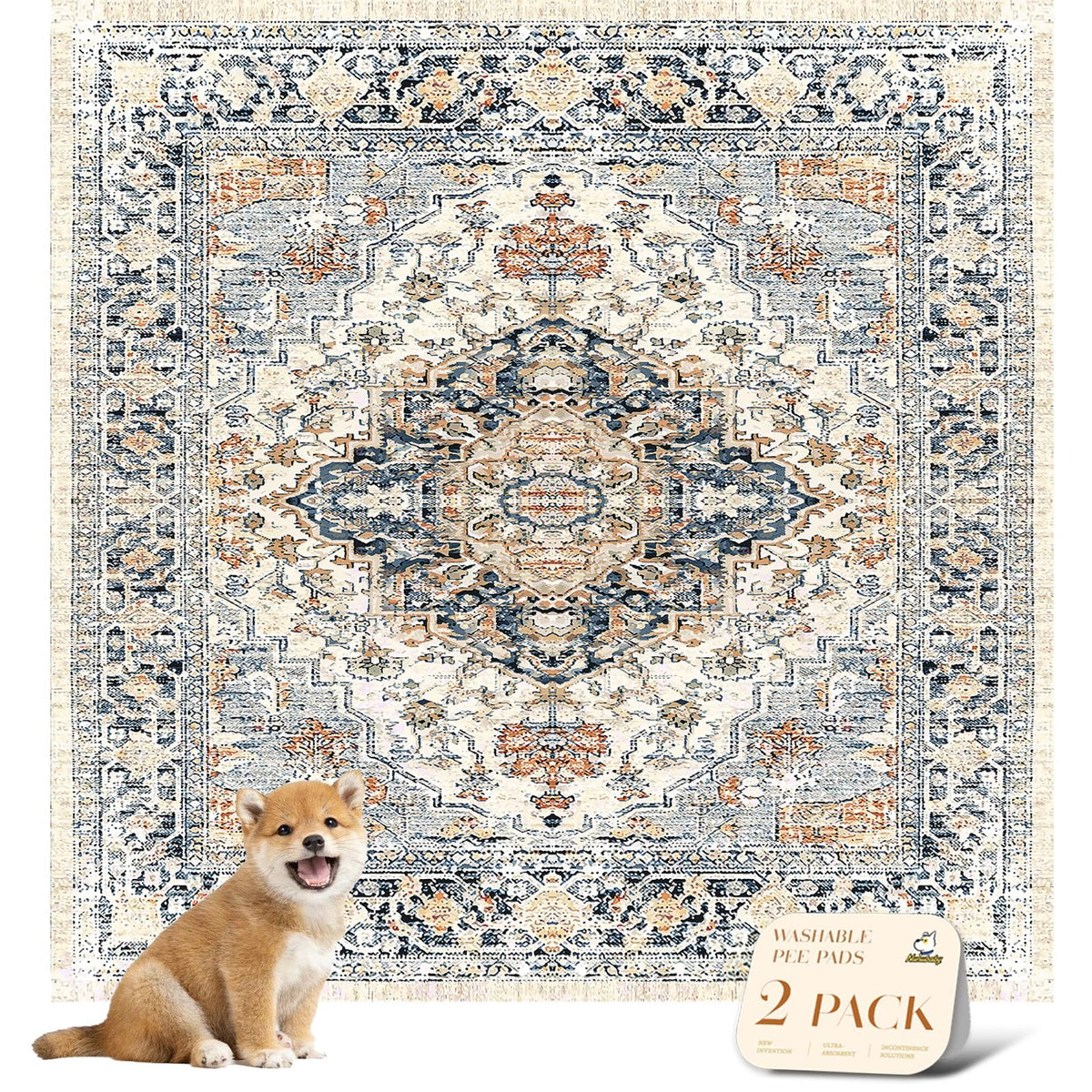 Nunubaby tapis-pipi beige réutilisable pour protection des sols et lavage facile.