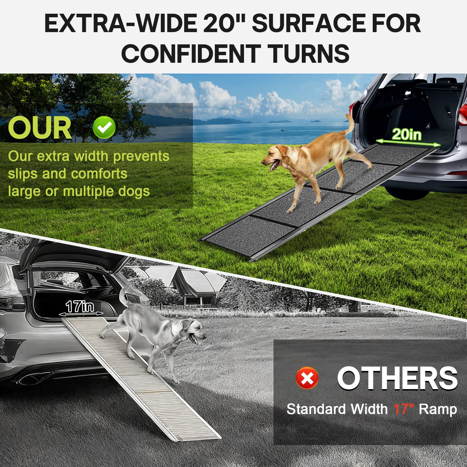 NUOBESTY Rampe Chien pliable – rangement facile en quatre plis.