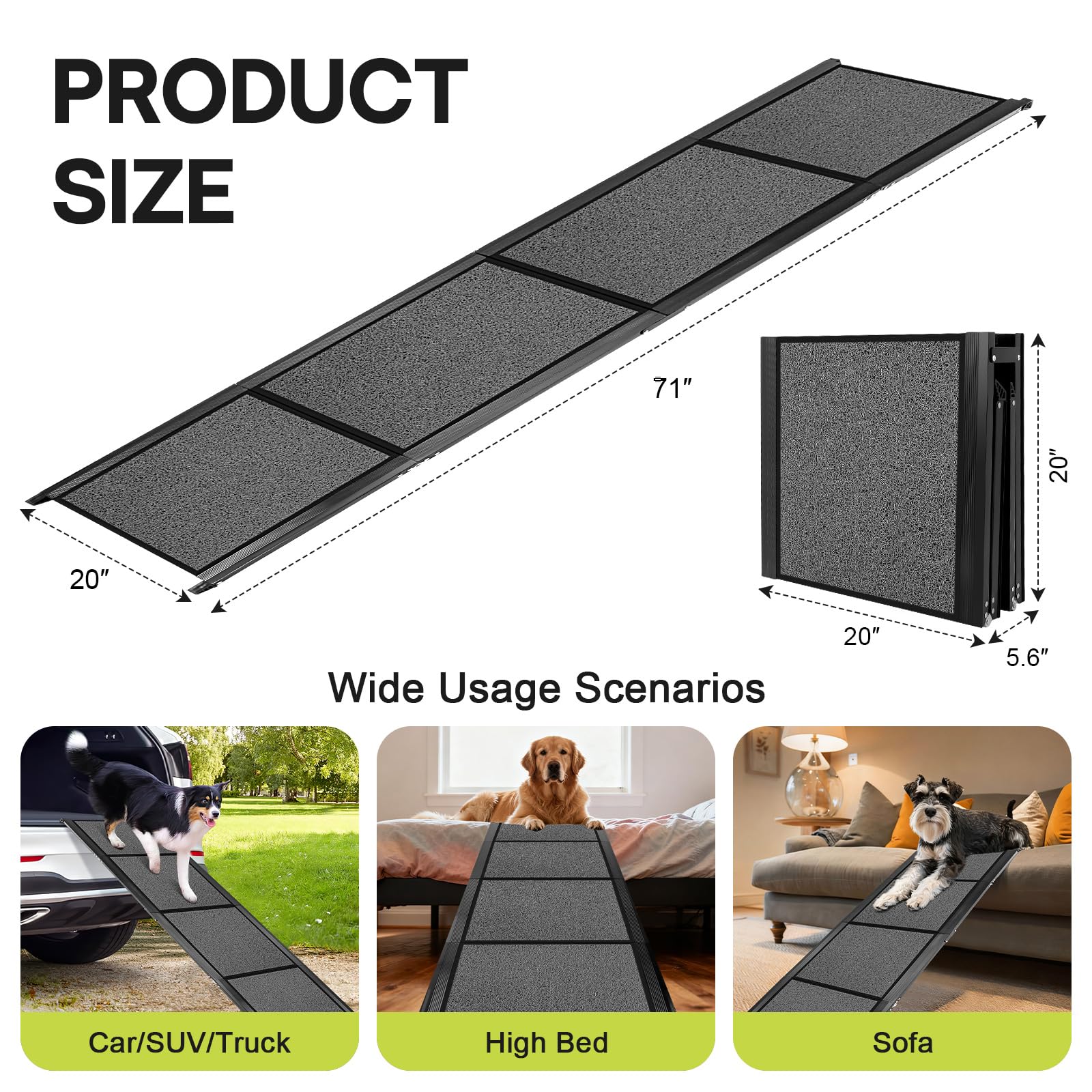 NUOBESTY Rampe Chien polyvalente – usages voiture, maison et jardin.