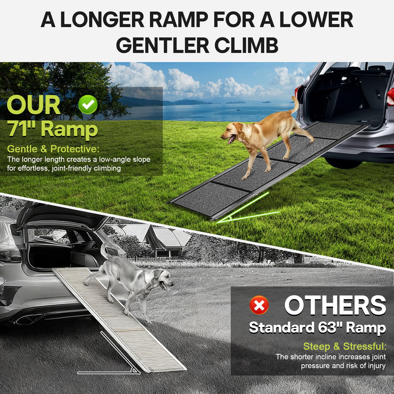 NUOBESTY Rampe Chien alliage aluminium – stabilité jusqu'à 250 lb.