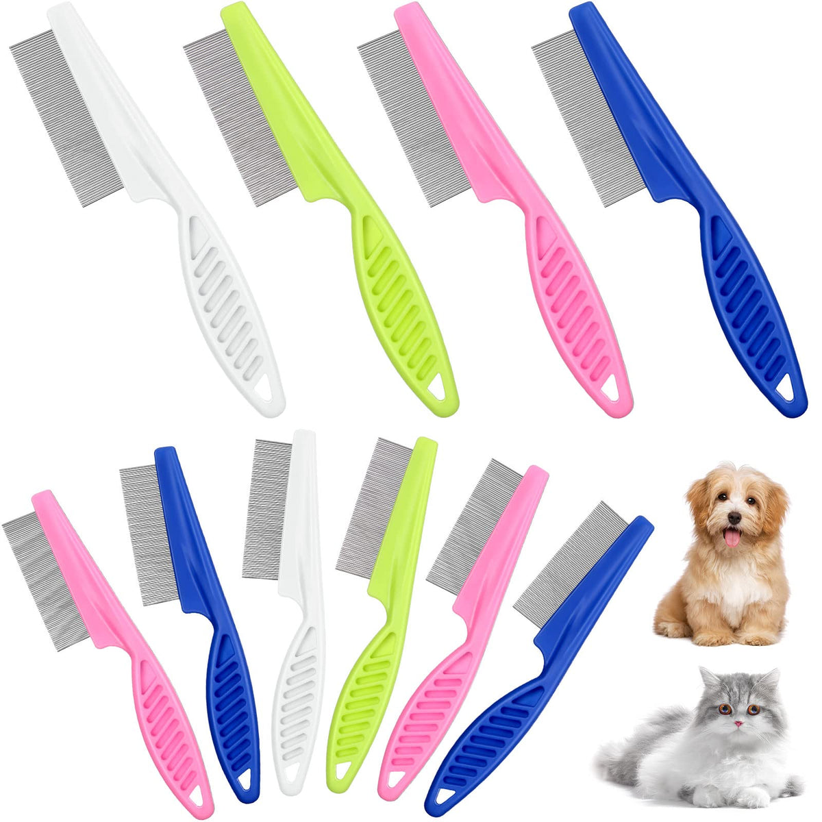 Nuogo peigne-puces pour chiens et chats en acier inoxydable, démêle et retire les parasites.