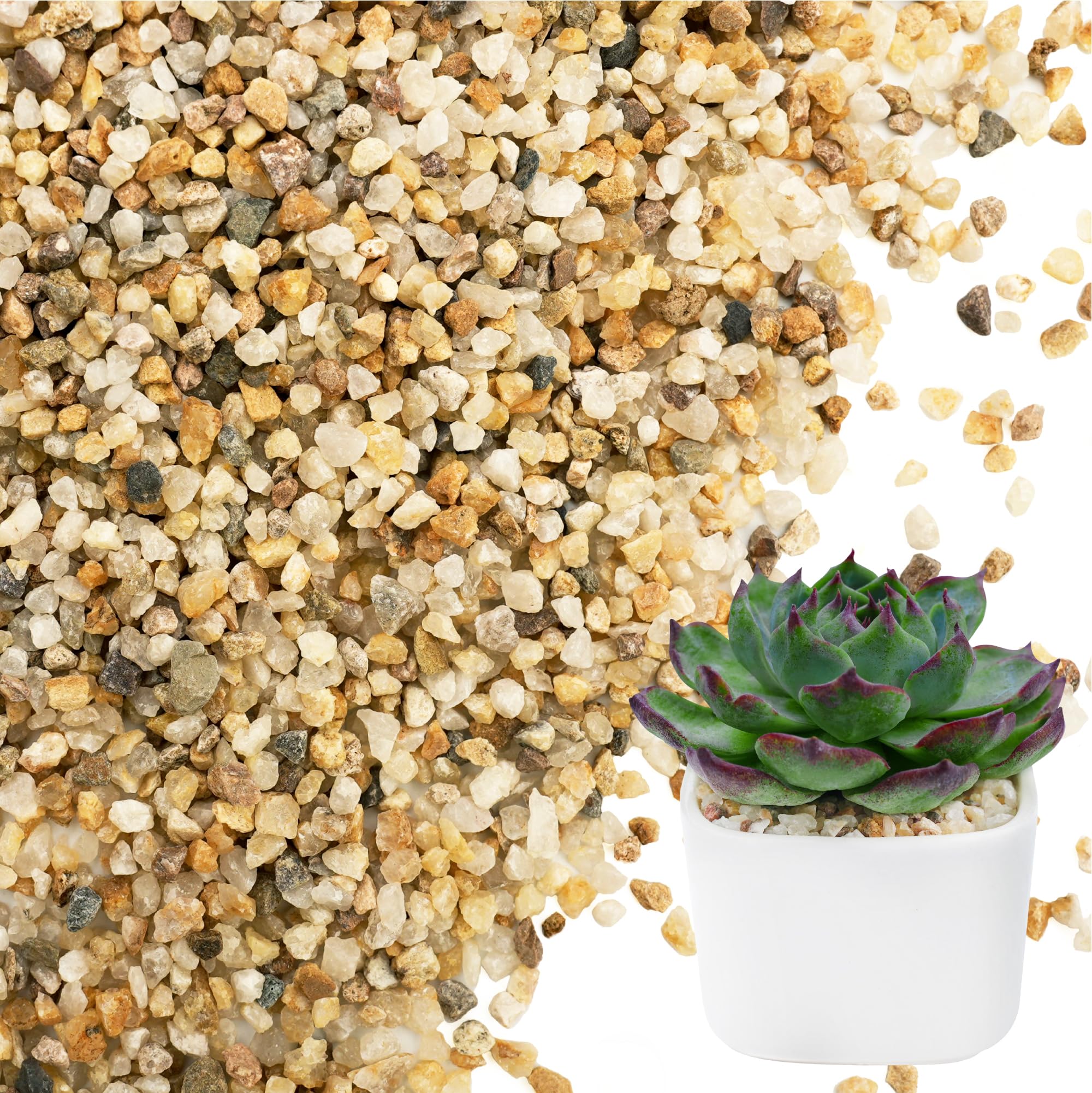 Sable grossier NUPICK 3-5 mm pour plantes, drainage amélioré et couleur dorée naturelle.