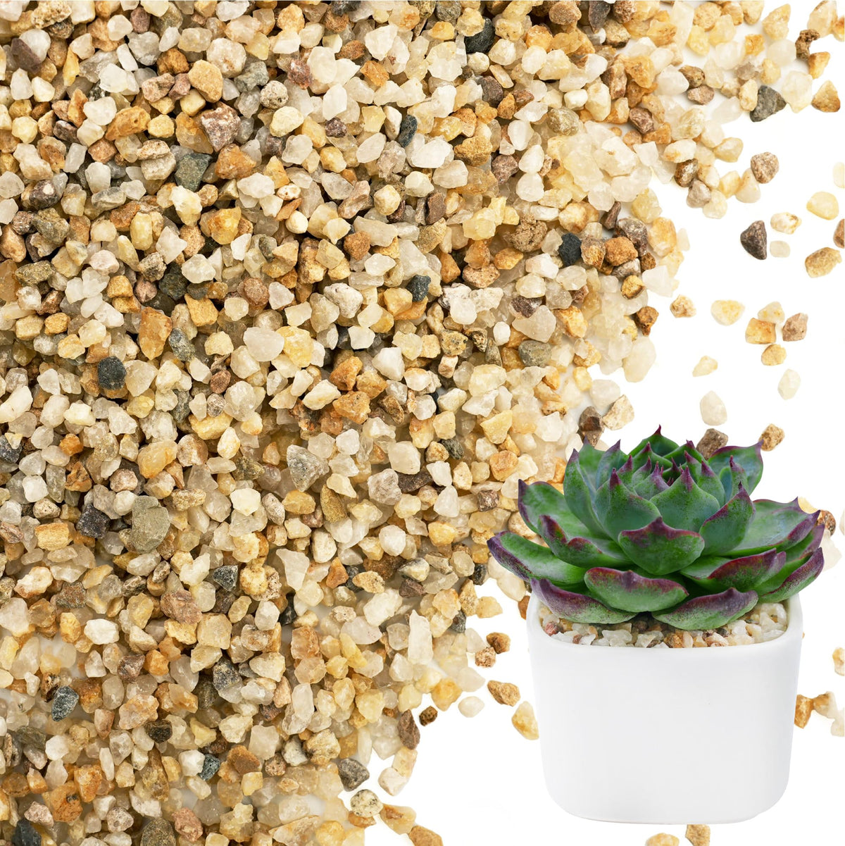Sable grossier NUPICK 3-5 mm pour plantes, drainage amélioré et couleur dorée naturelle.