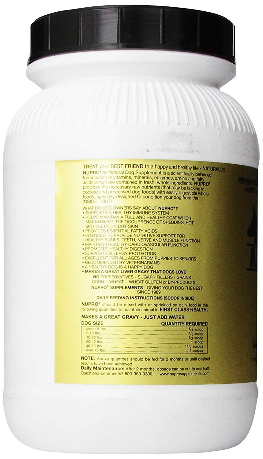 Nupro dosage cuillère : mesure visible, indique une portion quotidienne pour un poil sain.
