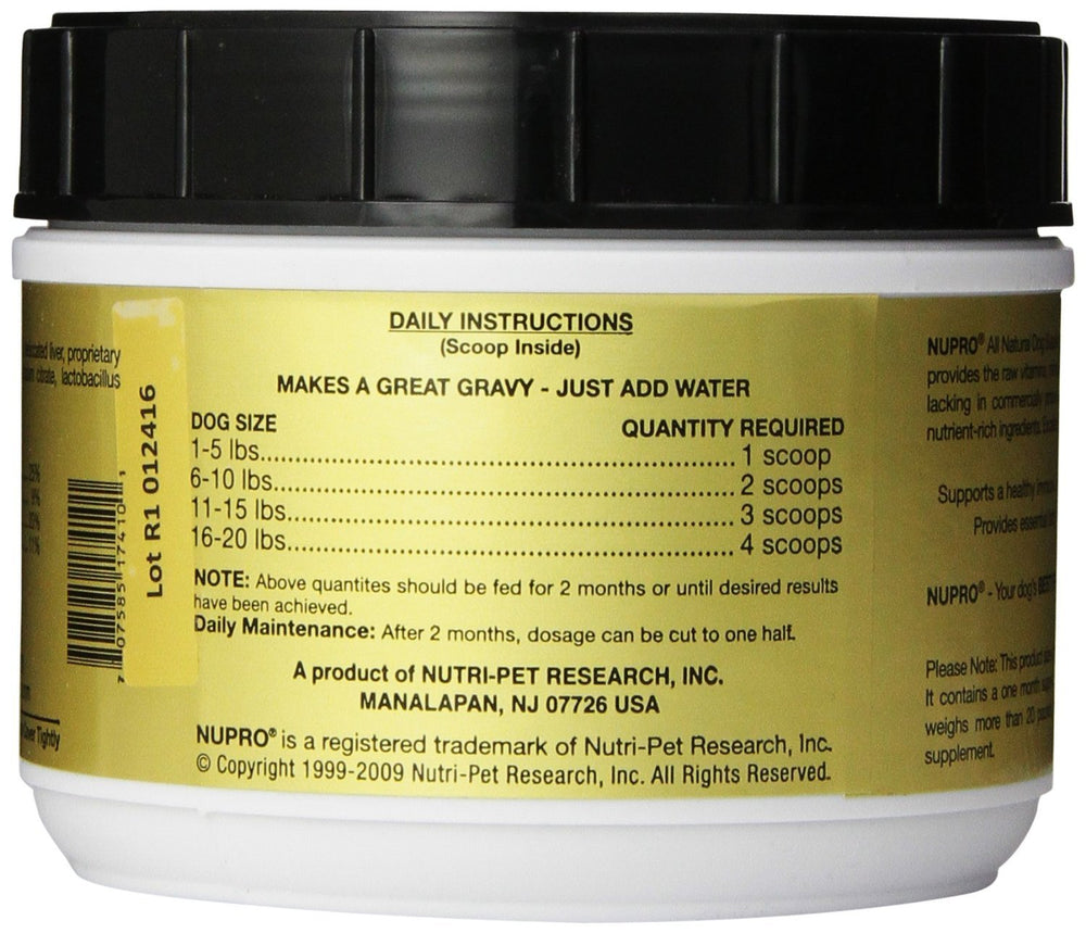 Nupro Nutri-Pet foie desséché et pollen dabeille pour la variété nutritionnelle