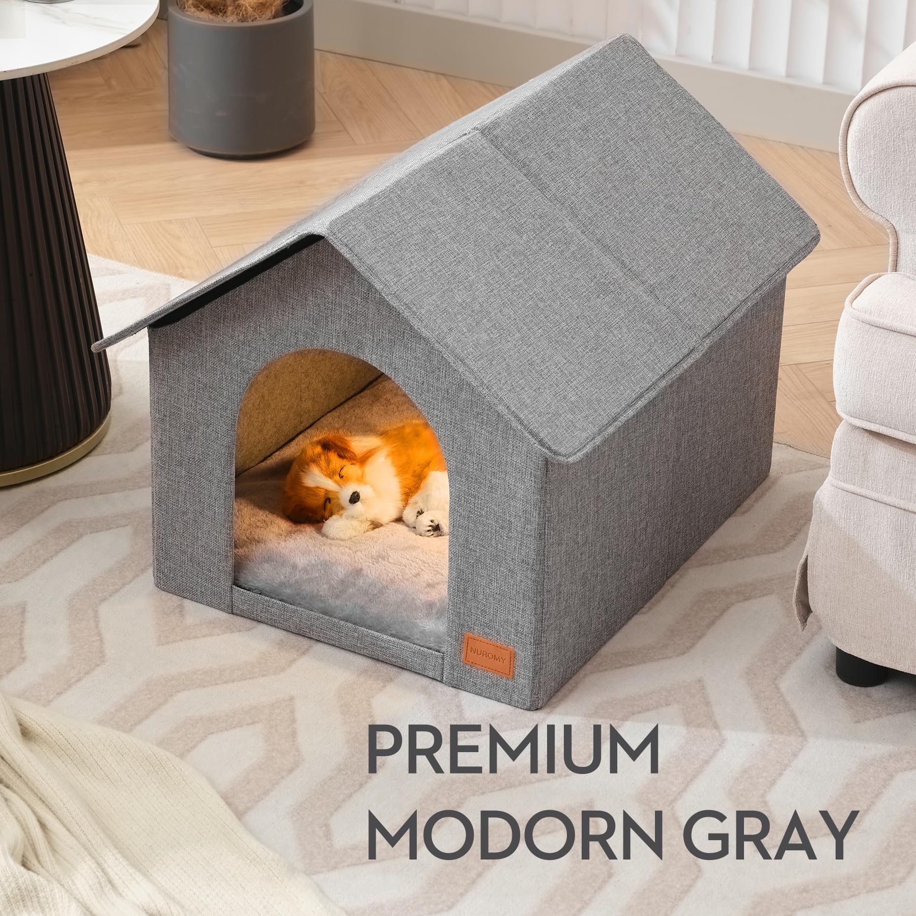 NUROMY Cadre en MDF robuste pour un lit chien intérieur durable.