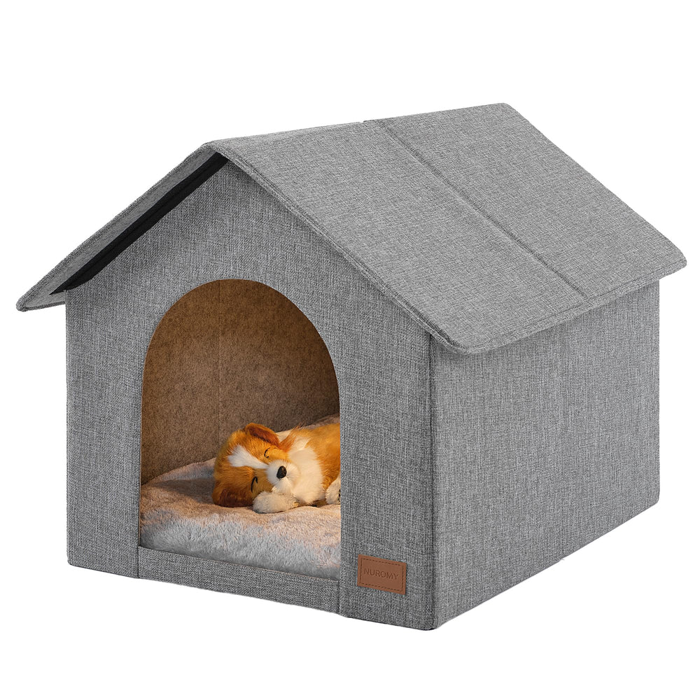 NUROMY Maison chien intérieur avec coussin peluche lavable, repos privé et propre.