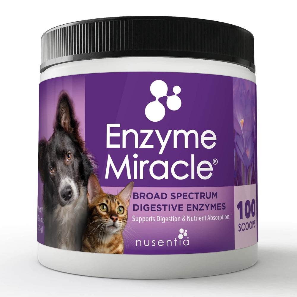 NUSENTIA Enzyme Miracle — poudre facile à mélanger pour chiens et chats.