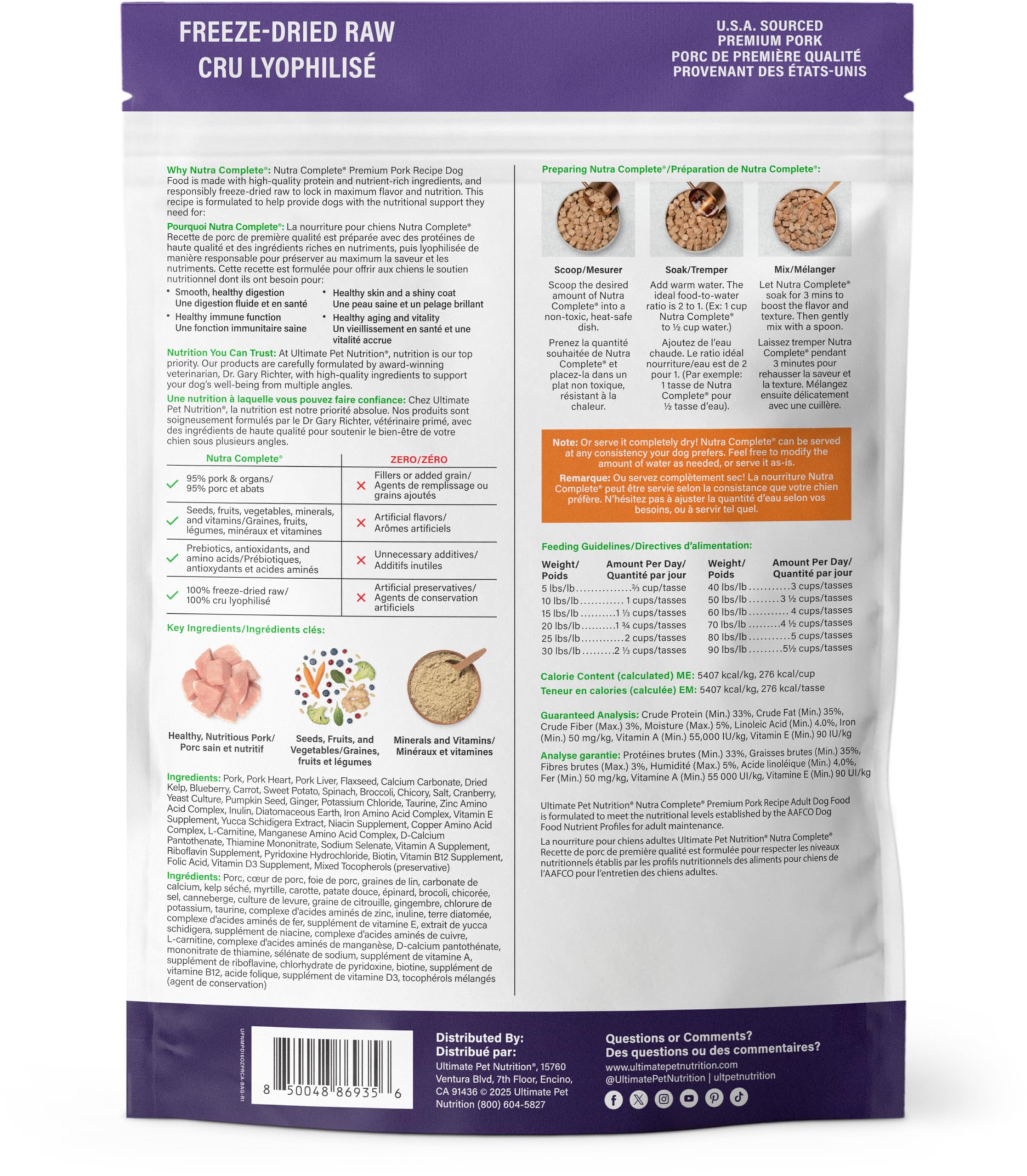 Utilisation Nutra Complete comme nourriture ou mélange.