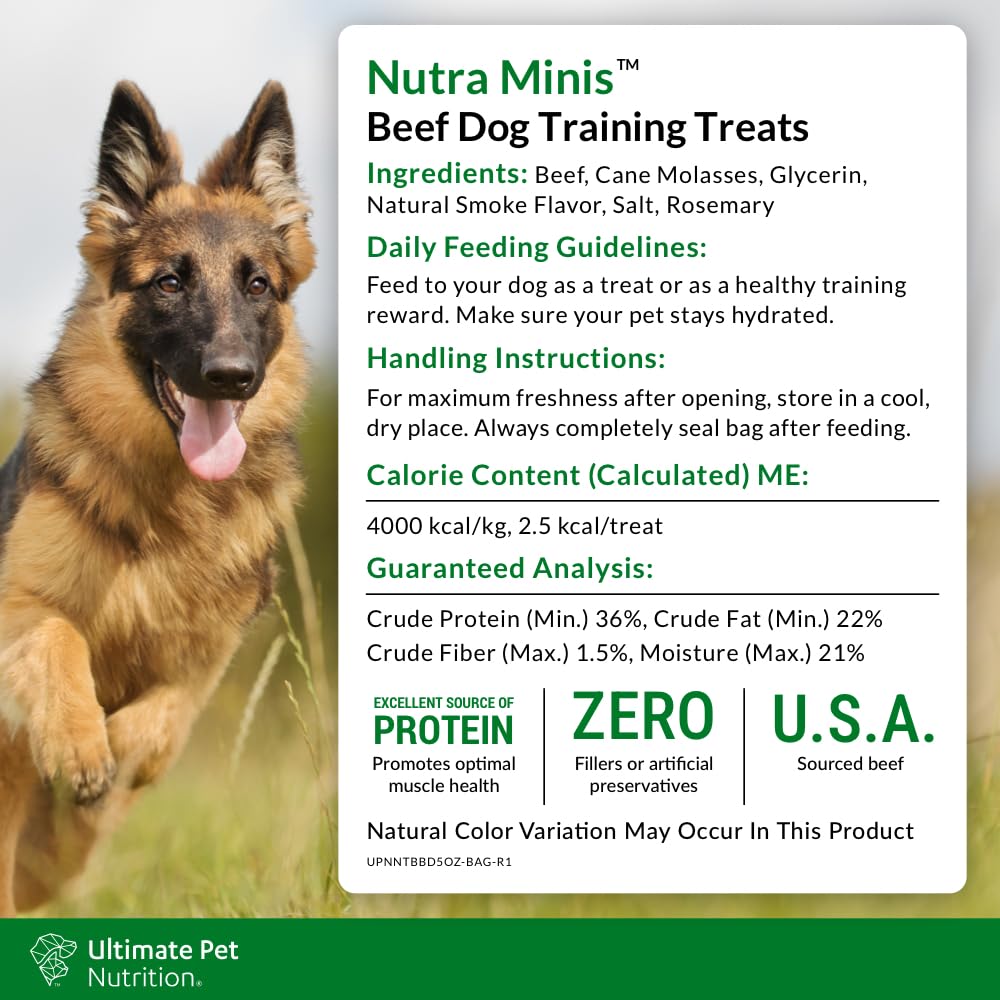 Petite bouchée Nutra Minis Boeuf, goût naturel apprécié par les chiens.