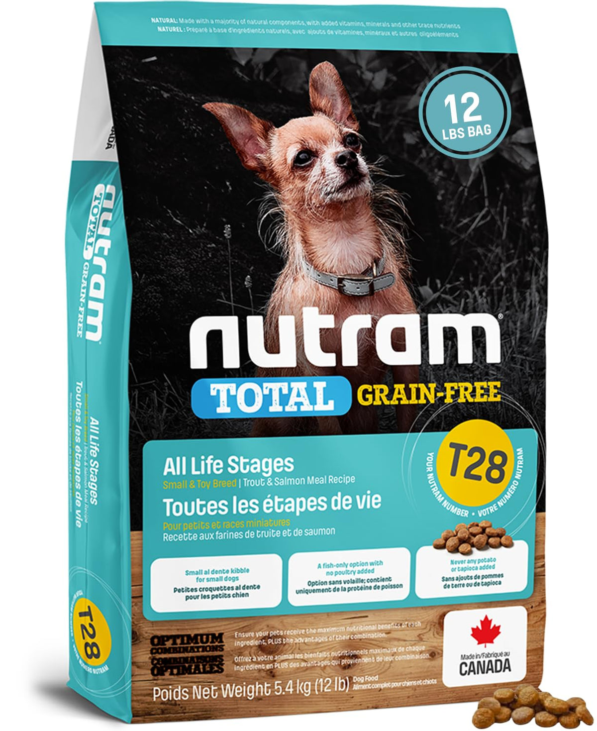 Nutram T28 croquettes miniatures pour petit chien faciles à saisir et à mâcher