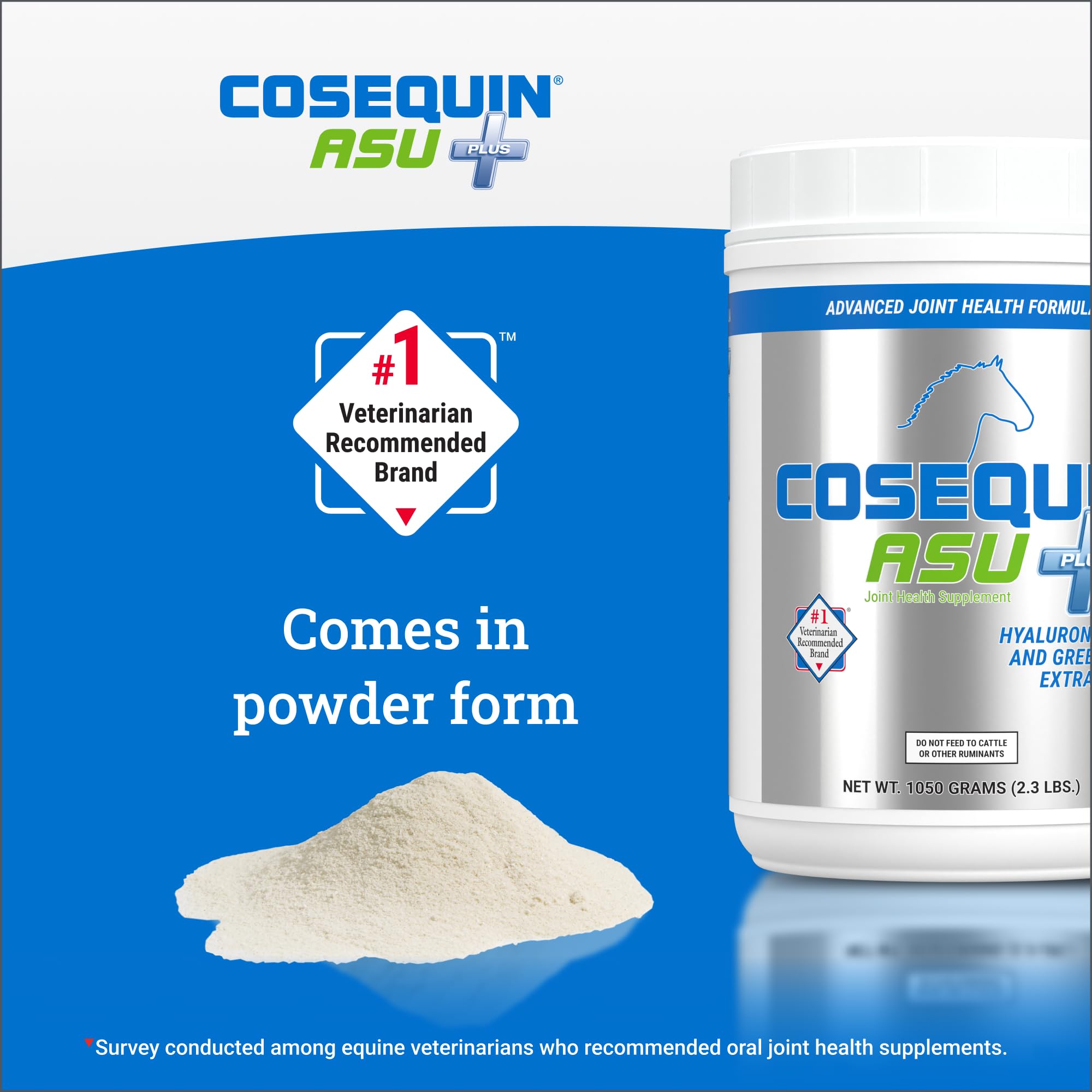 Nutramax Cosequin ASU poudre: fiche-ingrédients détaille ASU et acide hyaluronique.