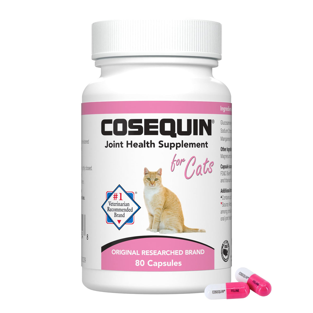 Nutramax Cosequin pour chats - bouteille montrant la formule, soutien potentiel des articulations.