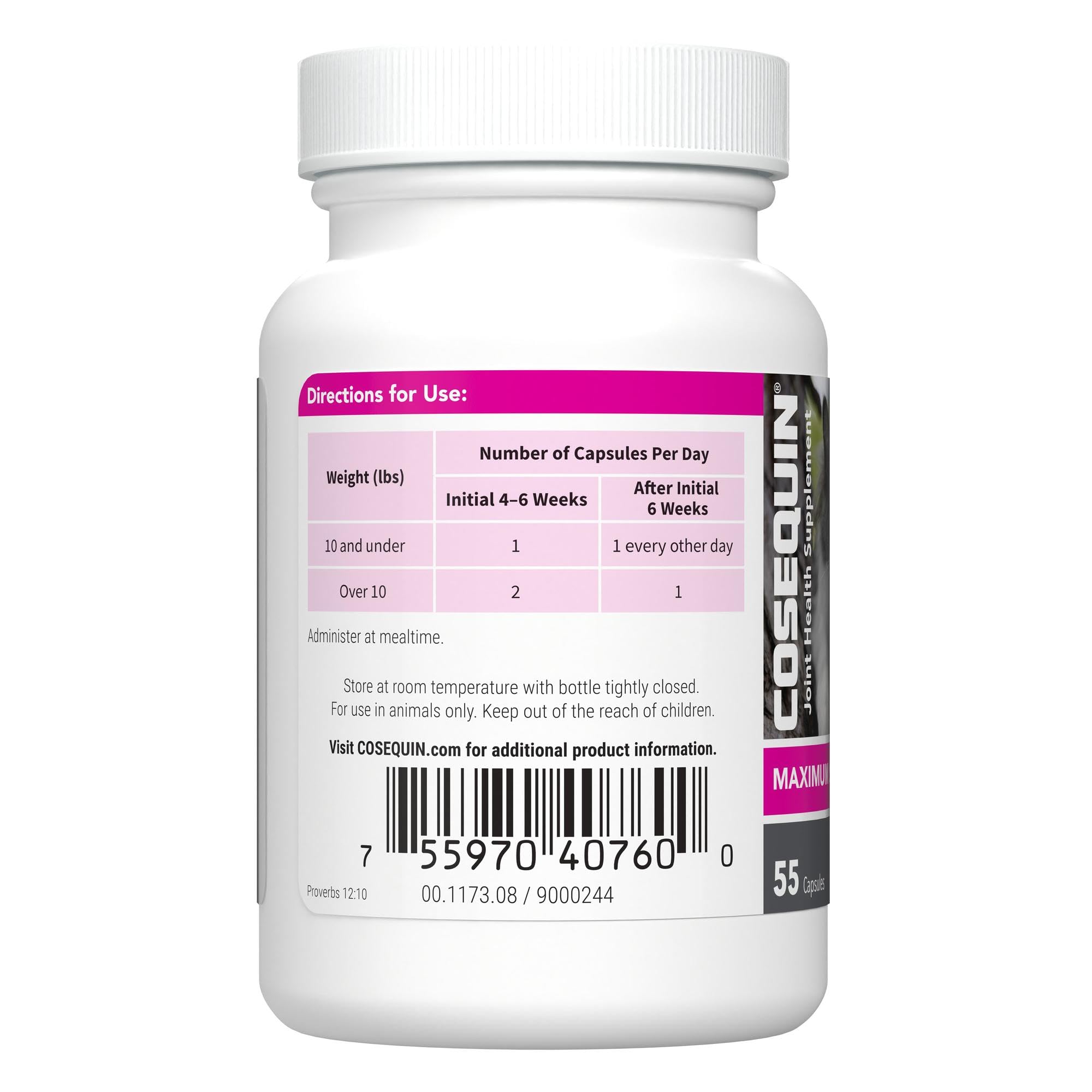 Emballage Nutramax Cosequin: formule approuvée pour la santé articulaire des chats.
