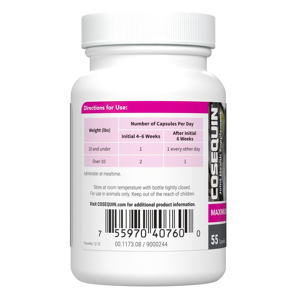 Emballage Nutramax Cosequin: formule approuvée pour la santé articulaire des chats.