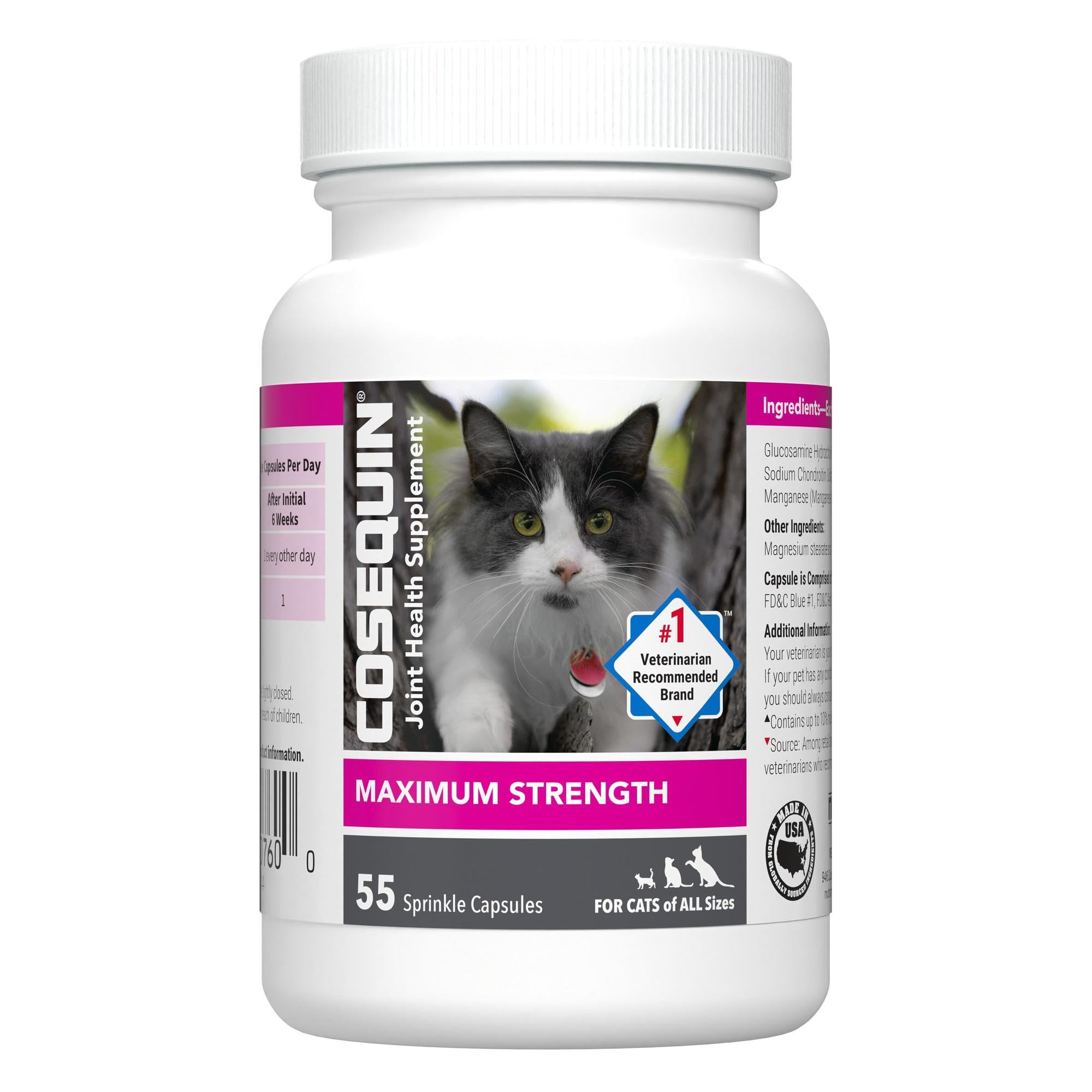 Nutramax Cosequin pour chats, gélules faciles à doser, soutien des articulations.