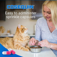 Nutramax Cosequin Chat : poudre saupoudrée sur nourriture facile