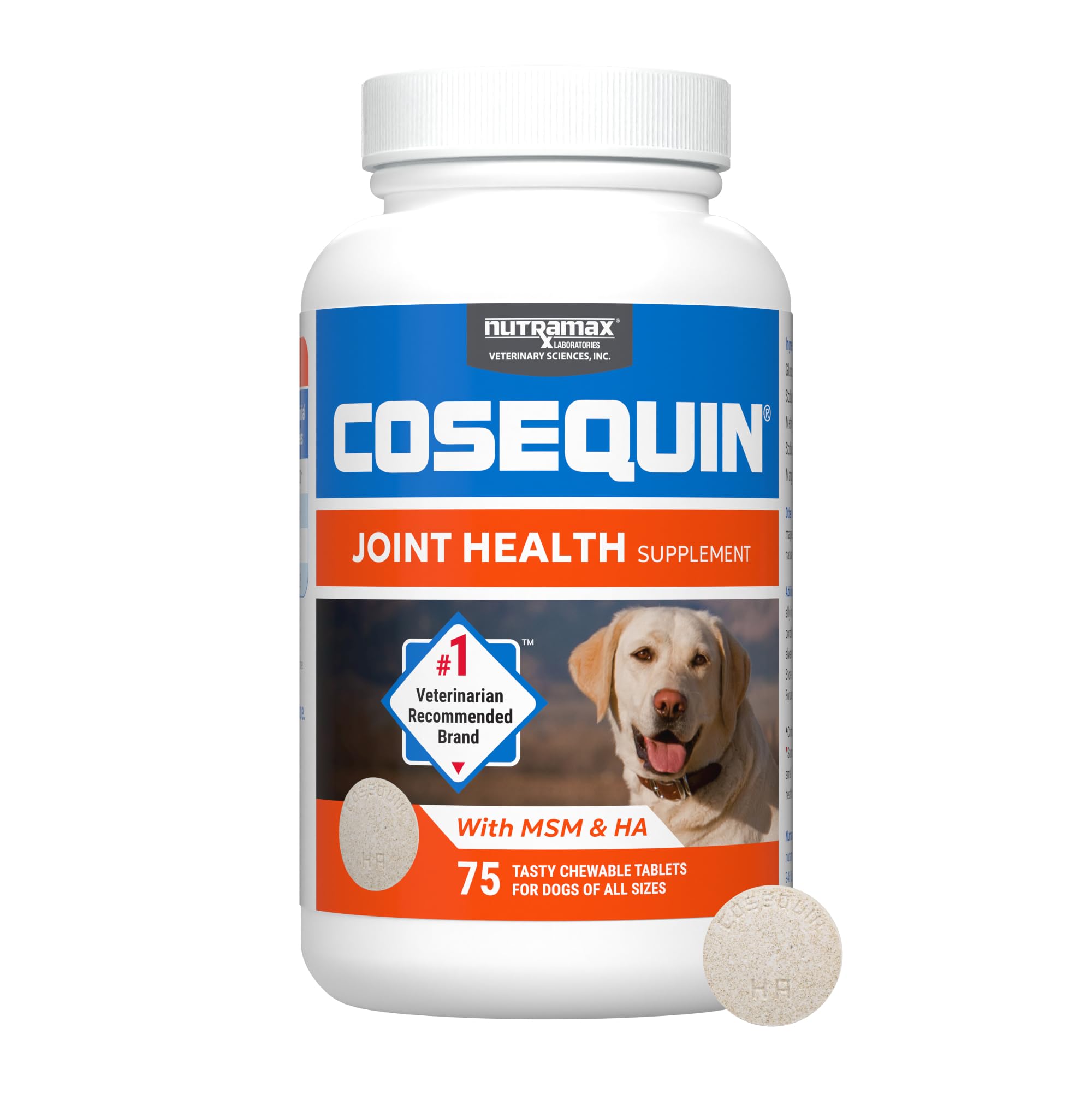 Cosequin Nutramax pour chiens: tablettes à croquer faciles à administrer au quotidien.