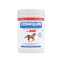 Nutramax Cosequin Optimise MSM poudre : emballage pratique pour administration équine.