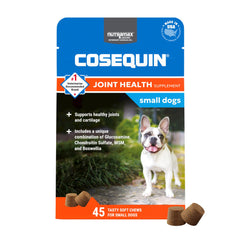 Cosequin Plus MSM & Boswellia Mini bouchées faciles à mâcher pour petits chiens, soutien articulaire possible.