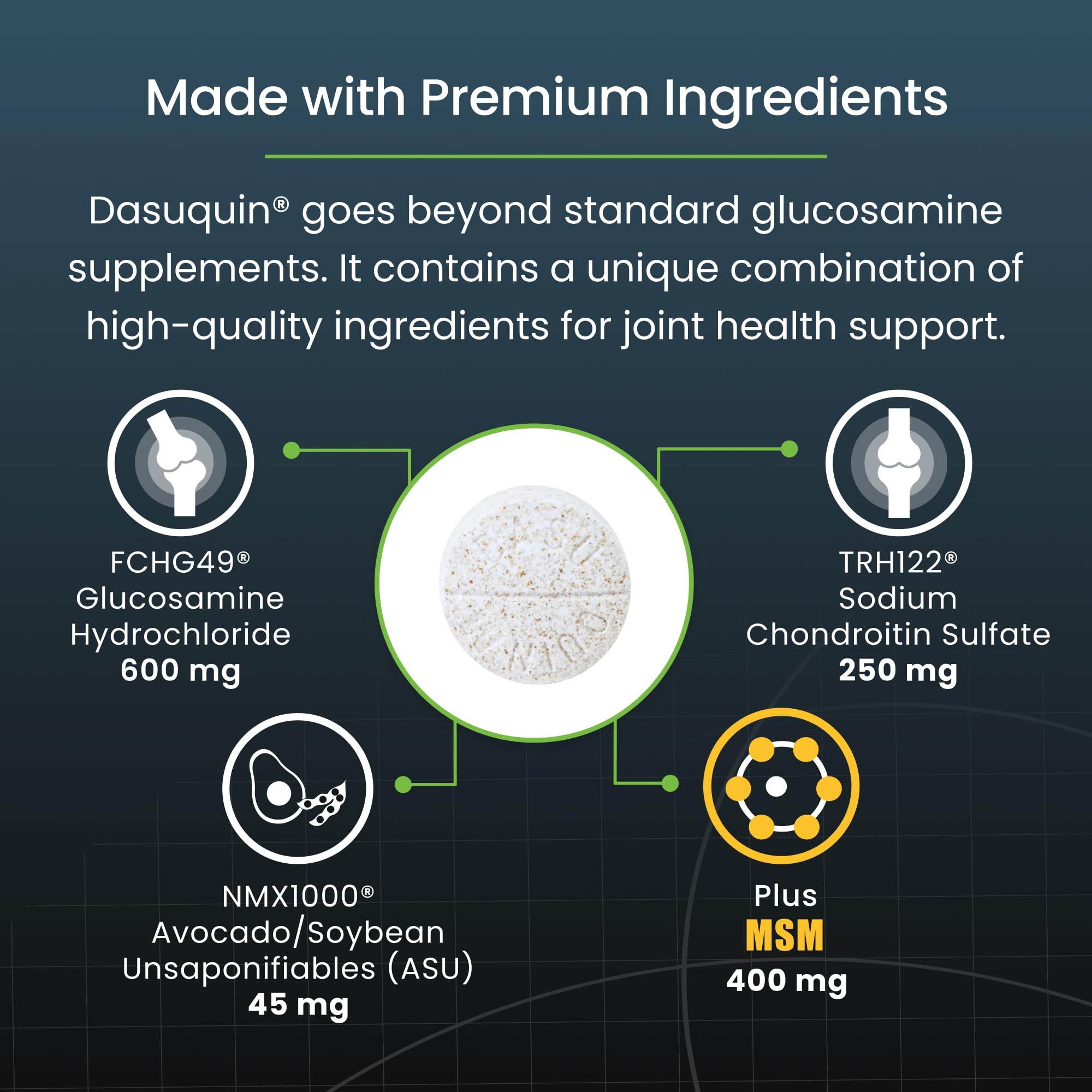 Boîte Nutramax Dasuquin ouverte montrant les comprimés