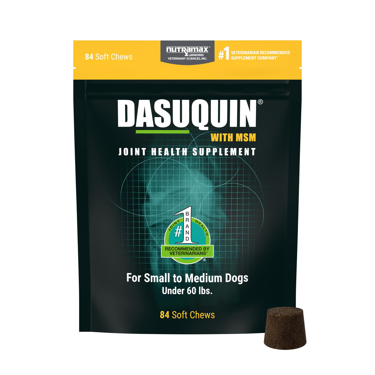 Nutramax Dasuquin – bouteille et dosage faciles pour soutenir les articulations.